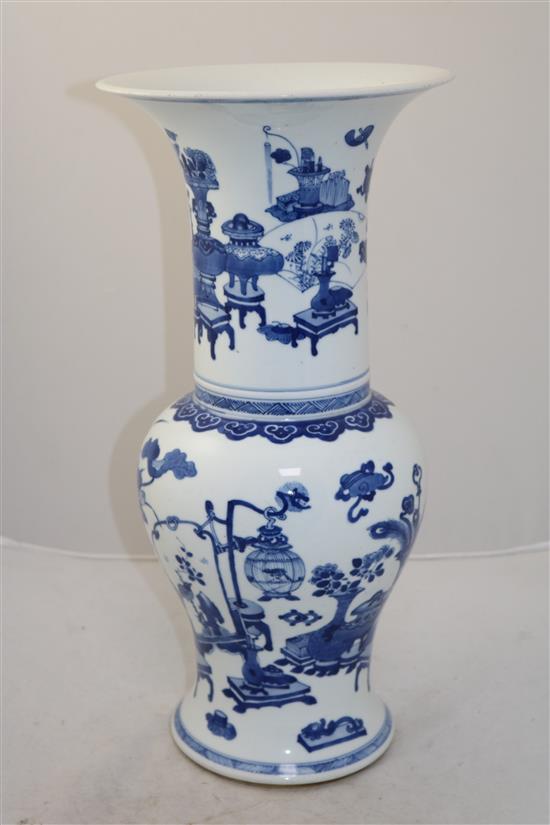 A Chinese blue and white yen-yen vase, probably Kangxi period, height 44.5cm